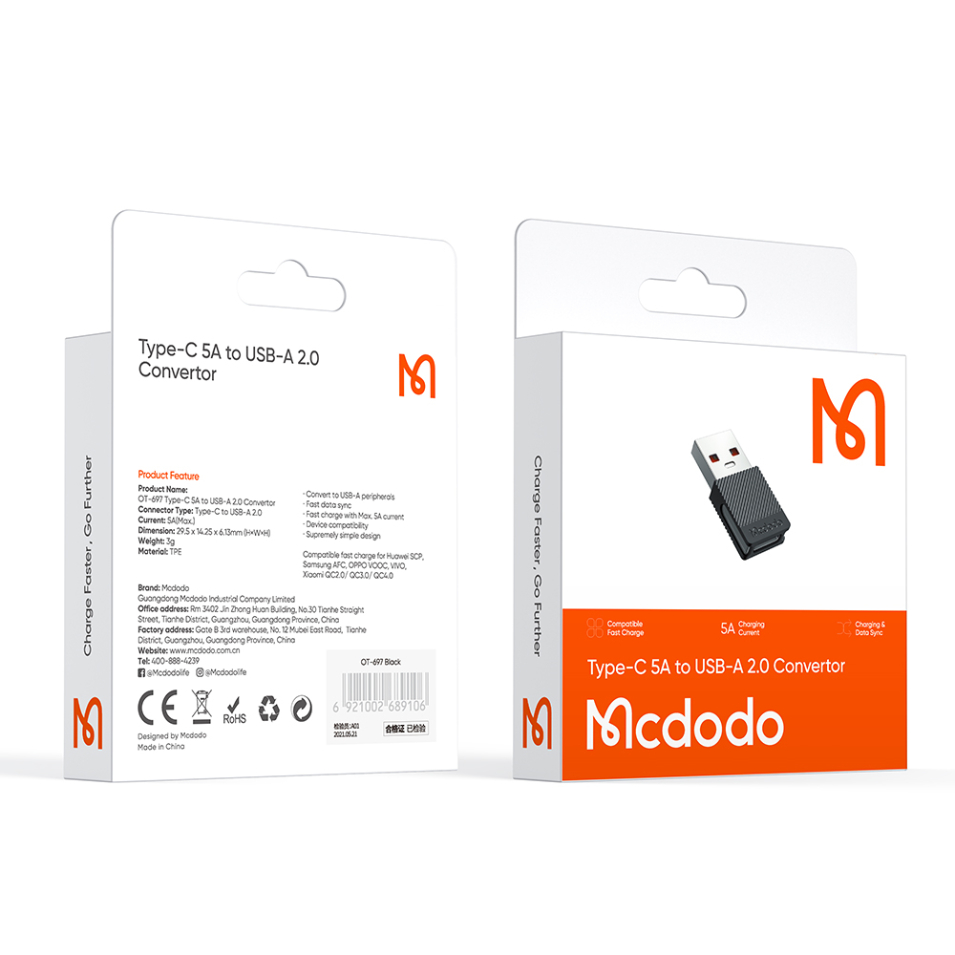 Mcdodo OTG Type-C 5A to USB Convertor (OT697)