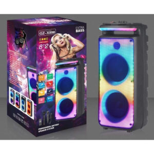 GZ-X898 TWS Wireless Bluetooth Speaker,  RGB LED Light,  Rechargeable Outdoor Entertainment,  Wireless Microphone