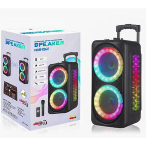 NDR-X28 8 inch X 2 + Tweeter 1 inch Bluetooth Speaker with Wireless Microphone & Remote
