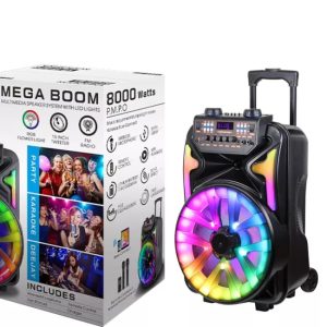 YB-1502Q 15 inch Wireless Portable Speaker Big Trolley Speaker With Double Wireless Microphone